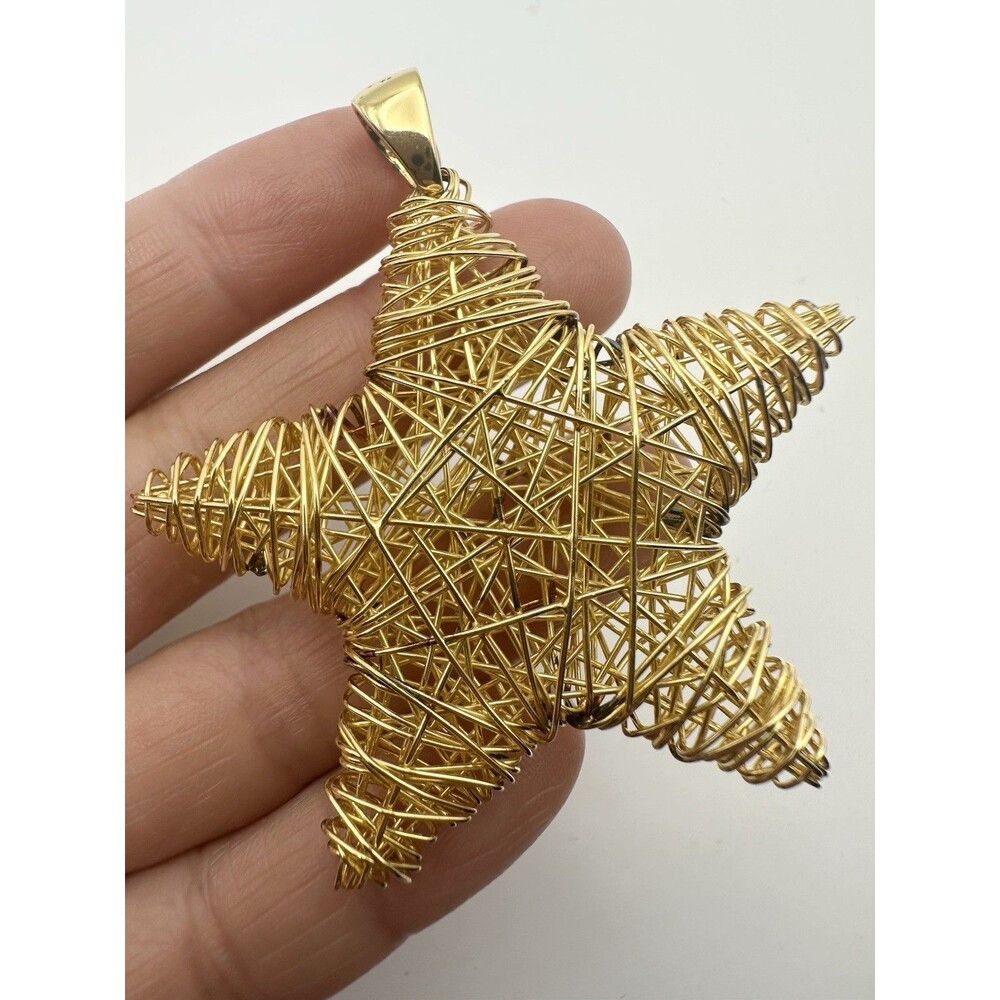 Veronese Italy Gold Over Sterling Silver Wire Wrap Star Charm Pendant